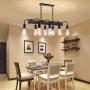Farmhouse Kitchen Island Light Fixture，8-Light Wooden Metal Industrial Dining Room Chandelier，Island lightingpendant Light