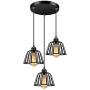 Industrial Pendant 3-Lights Pendant Lighting, FadimiKoo Farmhouse Rustic Style Hanging Light with Matte Black Cage, Vintage Kitchen Island Pendant Light Fixture for Dining Room Bedroom Hallway Bar