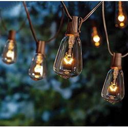 SkrLights Outdoor Patio String Lights,10Ft Edison Bulb String Lights for Patio Garden Porch Backyard Party Deck Yard(Plus 1 Extra Bulbs)-Brown