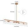LOG BARN Gold Chandelier, Island Lights for Kitchen with Seeded Glass Shades, Modern Linear Pendant Lighting for Dining Room, 4 Lights, L34.5'' x W3.5''