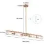 LOG BARN Gold Chandelier, Island Lights for Kitchen with Seeded Glass Shades, Modern Linear Pendant Lighting for Dining Room, 4 Lights, L34.5'' x W3.5''