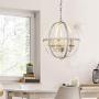 HUITICO Orb Chandelier Oil Rubbed Metal Finish Retro White, 6-Light Globe Chandeliers Dining Room Kitchen Foyer Lighting Fixtures Hanging Farmhouse