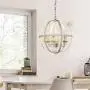 HUITICO Orb Chandelier Oil Rubbed Metal Finish Retro White, 6-Light Globe Chandeliers Dining Room Kitchen Foyer Lighting Fixtures Hanging Farmhouse