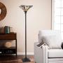 Capulina Tiffany Style Torchiere Floor Lamp, Tiffany Style Floor Light, Mission Tiffany Pole Lamp, Stained Glass Floor Lamps, Leaded Glass Floor Lamp for Living Room (Tall: 69.3 x H13.8 inches)