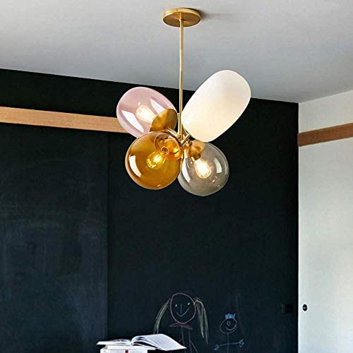 LAKIQ Modern Colorful Pendant Light Creative Balloon Globe Living Room Bedroom Chandelier 4 Lights Dining Table Hanging Lighting Fixture