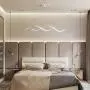 Ganeed Modern Wave Chandelier 2-Lights Dimmable LED Pendant Light with Remote Control Adjustable Height 40W Hanging Lamp Fixture for Dining Table Kitchen Islan Bedroom Living Room(White)
