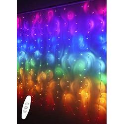 LED Rainbow String Curtain Lights with Dimmer Switch, USB Rainbow Fairy Icicle lights for Girls Room, Teen Room, Bedroom Decor, Mermaid & Unicorn Room Décor, Birthday,Party, Christmas Décor,Wall Decor