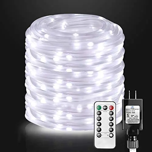 66Ft LED Rope Lights Outdoor Plug in, 200 LED Waterproof Rope Lighting with Remote,Timing Flexible Led String Light Rope for Garden,Parties,Patio,Pool,Bedroom,Landscape Lighting