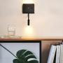Modern LED Wall Sconce with USB Charging Port, 2 Light Sources Mount Lighting Fixture, Flexible Rotatable Elbow Reading Lamp Wall Lamps for Bedroom Living Room(Wireless, not Plug in)
