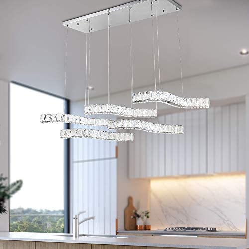 Maxax Chandelier Modern K9 Crystal Chandelier Lighting Flush Mount LED Ceiling Light Fixture Pendant Lamp for Dining Room Bathroom Bedroom Living Room