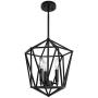 VINLUZ 3 Light Industrial Farmhouse Chandeliers Black Metal Geometric Lantern Pendant Lighting Adjustable Height, Candle-Style Hanging Light Fixtures Ceiling for Dining Room Kitchen Entryway Stairway