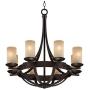 Sperry Industrial Bronze Chandelier 28'' Wide Rustic Farmhouse Cylinder Scavo Glass 8-Light Fixture for Dining Room House Foyer Kitchen Island Entryway Bedroom Living Room - Franklin Iron Works