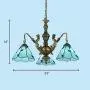 KWOKING Lighting Tiffany Hanging Lamp Mermaid Design 3 Lights Vintage-Style Chandelier Light with Stained Glass Lampshade 23'' Width Dining Room Light in Blue