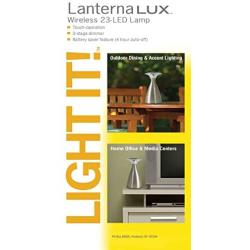 Light It! By Fulcrum, Lanterna LUX, Wireless 23-LED Touch Lamp, Battery Operated, Silver