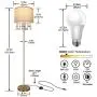 61& Crystal Floor Lamp LED Standing Lamp Linen Shade Elegant Design Floor Light Tall Upright lamp with LED Bulb for Living Room, Bedroom, Office and Reading(Copper)