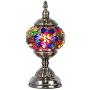 Turkish Moroccan Lamp Marrakech Handmade Mosaic Glass Table Desk Bedside Lamp Night Light for Living Room Bedroom Coffee Table (Blue)