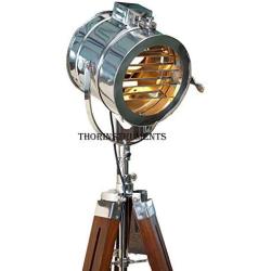 Thor Vintage Stage Searchlight Wooden Tripod Stand Search Light Studio Spot Lamp