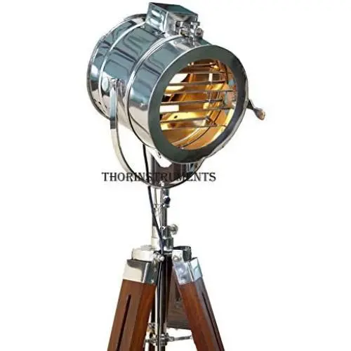 Thor Vintage Stage Searchlight Wooden Tripod Stand Search Light Studio Spot Lamp