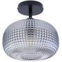 Archiology Flush Mount Ceiling Light , Matte Black Matal Ceiling Light Fixture with Smoke Oval Glass Shade, Pendant Lamp for Kitchen Dining Room Bedroom Hallway Living Room (Black)