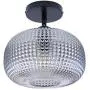 Archiology Flush Mount Ceiling Light , Matte Black Matal Ceiling Light Fixture with Smoke Oval Glass Shade, Pendant Lamp for Kitchen Dining Room Bedroom Hallway Living Room (Black)