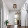 Pendant Light, Small Chandelier in Wood and Antique Silver Metal Finish, Farmhouse Light Fixture for Kitchen Island, Foyer, Hallway, Dining Room