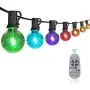 YUNLIGHTS 50FT Color Changing Outdoor String Lights, RGB LED String Lights with 30+3 G40 Globe Bulbs,Dimmable Waterproof String Lights with Remote Control for Christmas, Patio, Cafe, Backyard, Garden