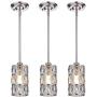 Doraimi 1 Light W4 3/4''H8 3/4'' Prism Crystal Pendant with Brushed Nickel (Set of 3) Classic for Bar, Dining Room, Corridor,Living Room. LED Bulb(not Include)