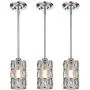 Doraimi 1 Light W4 3/4''H8 3/4'' Prism Crystal Pendant with Brushed Nickel (Set of 3) Classic for Bar, Dining Room, Corridor,Living Room. LED Bulb(not Include)