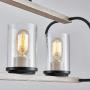 XINGQI Rustic Glass Shade Kitchen Island Light, 4-Light Farmhouse Linear Pendant Lighting, Hanging Light Fixtures for Dining Room, Antique White with Black Paint, E26 Base(Bulbs not Included)