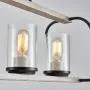 XINGQI Rustic Glass Shade Kitchen Island Light, 4-Light Farmhouse Linear Pendant Lighting, Hanging Light Fixtures for Dining Room, Antique White with Black Paint, E26 Base(Bulbs not Included)