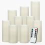 RY King Battery Operated Flameless Candles 4'' 5'' 6'' 7'' 8'' 9'' Set of 9 Real Wax Pillar LED Flickering Candles with Remote Control and Timer