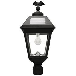 Gama Sonic GS-97B-F Imperial Bulb Light Outdoor Solar Lamp, 3'' Post Fitter Mount, (Warm White LED, Black