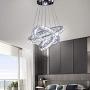 Crystal Chandelier Lighting, 3 Ring LED Modern Crystal Ceiling Light Adjustable Stainless Steel Cool White Pendant Lights Fixtures for Bedroom, Living Room, Hallway, Kitchen, Hotel, Bar, Dining Room