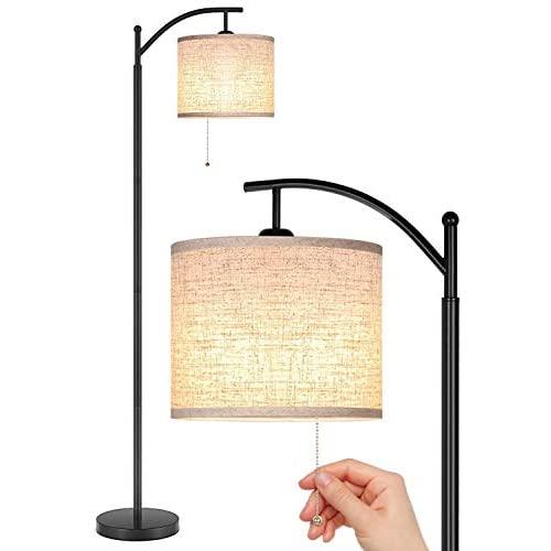 Joofo Floor Lamp, Living Room Floor Lamp, Reading Standing Light with Hanging Lampshade, 9W LED Light Bulb and 3 Color Temperatures Floor Lamp for Living Room, Bedrooms, Office, Black