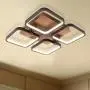 Leniure Coffee Square LED Light Ceiling Lamp Contemporary Chandelier Lighting Fixture 18'' Wide 18'' Deep 4'' High, Warm White 3000K