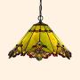 LITFAD Tiffany Style Pendant Lighting Stained Glass Cone Pendant Light 2 Lights Antique Ceiling Lamp Art Decoration Ceiling Hanging Light for Dining Room Restaurant Study Room - Green, 12.6'' (32 cm)