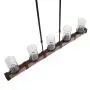Eumyviv C0022 Metal Pendant Lamp with Glass Shade Retro Rustic Chandelier Edison Vintage Decorative Ceiling Fixture Hanging Luminaire, Wood 5 Lights