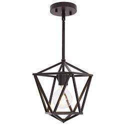 VINLUZ 1-Light Lantern Pendant Oil Rubbed Bronze Kitchen Island Light Fixtures Ceiling Hanging Lamp Metal Cage Chandeliers Adjustable Height Farmhouse Lighting Entryway Dining Rooms Bedrooms