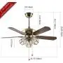 SOZOMO 42'' Modern Ceiling Fan, Indoor Antique Brass Ceiling Fan with Blown Splicing Glass Lampshade, Pull Chain Ceiling Fan Light Fixture For Bedroom, Dining Room. (5 Wooden Blades)