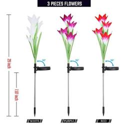 Solar Lights Outdoor - New Upgraded 3 Pack Solar Powered Garden Lights, Multi-Color Changing Lily Solar Flower Lights for Patio,Yard Decoration