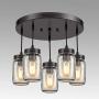 EUL Rustic Mason Jar Semi Flush Mount Ceiling Light 5-Light Pendant Lighting Fixture Oil Rubbed Bronze