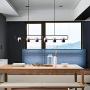 Modern 6-Light Kitchen Island Chandelier, Black Farmhouse Adjustable Metal Shades Pendant Lighting, Vintage Industrial Linear Ceiling Fixture Hanging Light for Dining Room, Pool Table, Bar