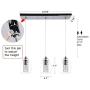 Pendant Light Fixtures, Zicbol Glass Hanging Light 3 Lights Adjustable Cable Kitchen Island Light, Modern Crystal Chandelier for Dining Room, Living Room, Restaurant, Bar