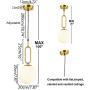 BAODEN 1 Lights Modern Globe Pendant Light Fixture Set of 2 Mid Century Chandelier Brushed Brass Finished with White Globe Glass Lampshade Living Room Bedroom Dining Lighting (Gold)