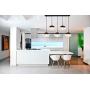 Kitchen Pendant Light with Sphere 5-Light, A1A9 Modern Industrial Glass Ball Globe Ceiling Lights Fitting, E26 LED Chandelier Lamp Fixture for Kitchen Island, Bar, Dining Room, Counter, Cafe (Black)