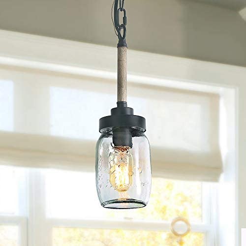 LOG BARN Mason Jar Lights, Farmhouse Mini Chandelier for Kitchen Island in Metal Finish, Rustic Pendant for Foyer, Hallway, Dining Rooms