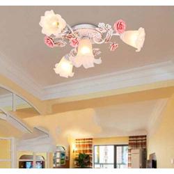 Tochange Pastoral Rustic Rose Ceiling Lamp Fixture for Living Room Romantic Floral Ceiling Pendant Light for Bedroom Dining Room Kitchen Art Chandelier Lighting,110-240V,E27,4 Head