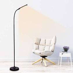 Touch & Remote Floor Lamps, Dimmable LED Reading Lamp High Brightness 600LM for Bedroom Office, Matte Black Floor LED Light Standing Tall Lamp with Gooseneck Adjustable Arm, 5 Color Change for Eyecare