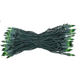 Holiday Essentials 100 Ultra-Brite Green Lights with Green Wire - Indoor/Outdoor Use - UL Listed