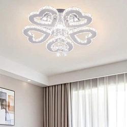 LED Crystal Chandelier Modern Ceiling Light 5-Heart Shape Chandelier Lighting Fixture Flush Mount Pendant Light for Bedroom Living Room Hobby Hallway,Changeable Color